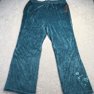 Relativity Velour Lounge Jogger Pants Womens 2X (FITS 36 X 29) Green Comfort NEW